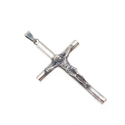 925 Sterling Silver Vintage Crucifix Cross Oxidized Pendant