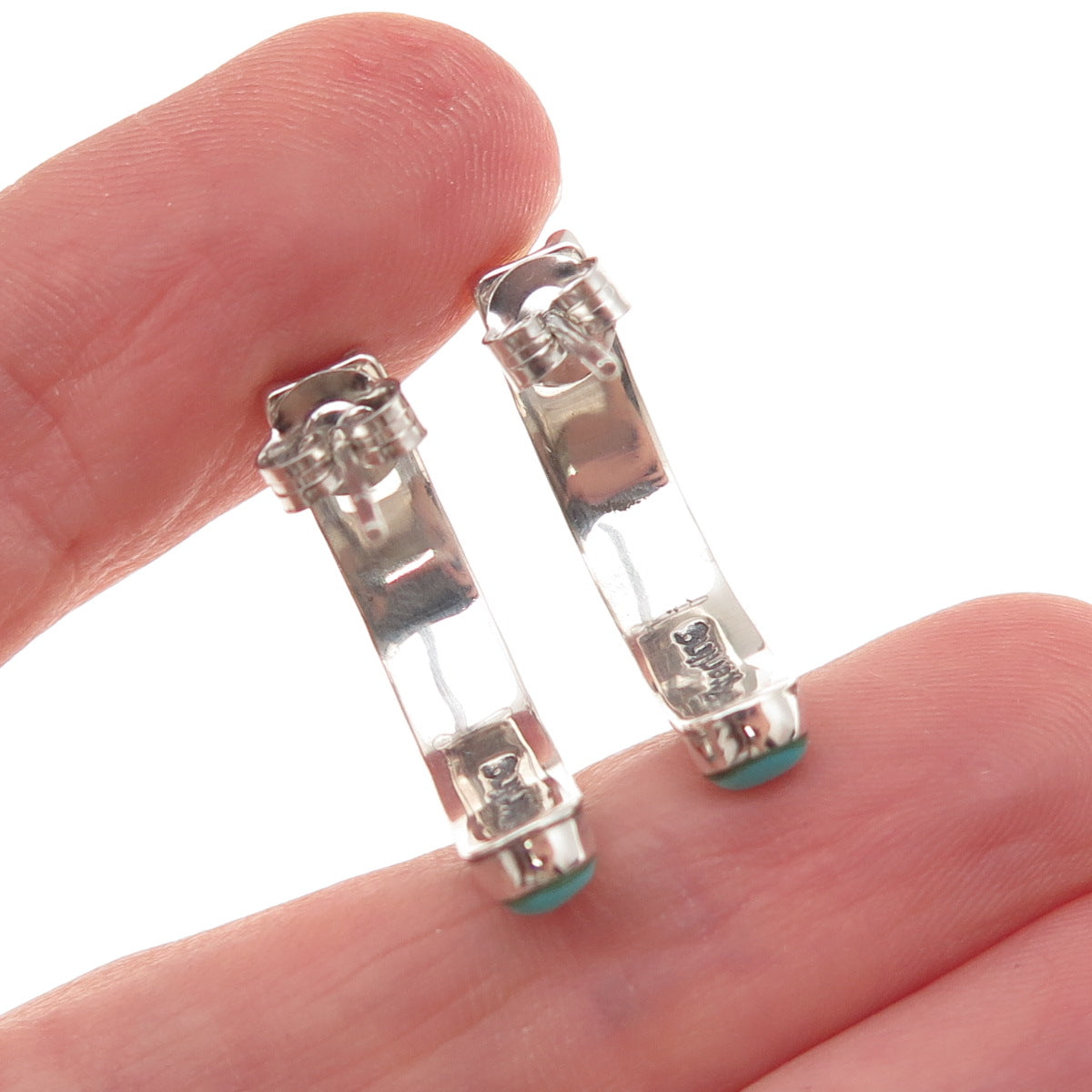 Old Pawn 925 Sterling Silver Vintage Southwestern Turquoise Tribal Earrings