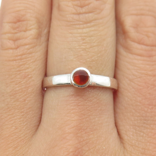 925 Sterling Silver Vintage Red Enamel Stackable Ring Size 8