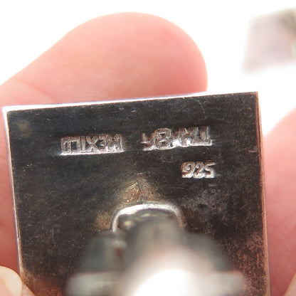 925 Sterling Silver Vintage Mexico Real Black Onyx Modernist Oxidized Cufflinks