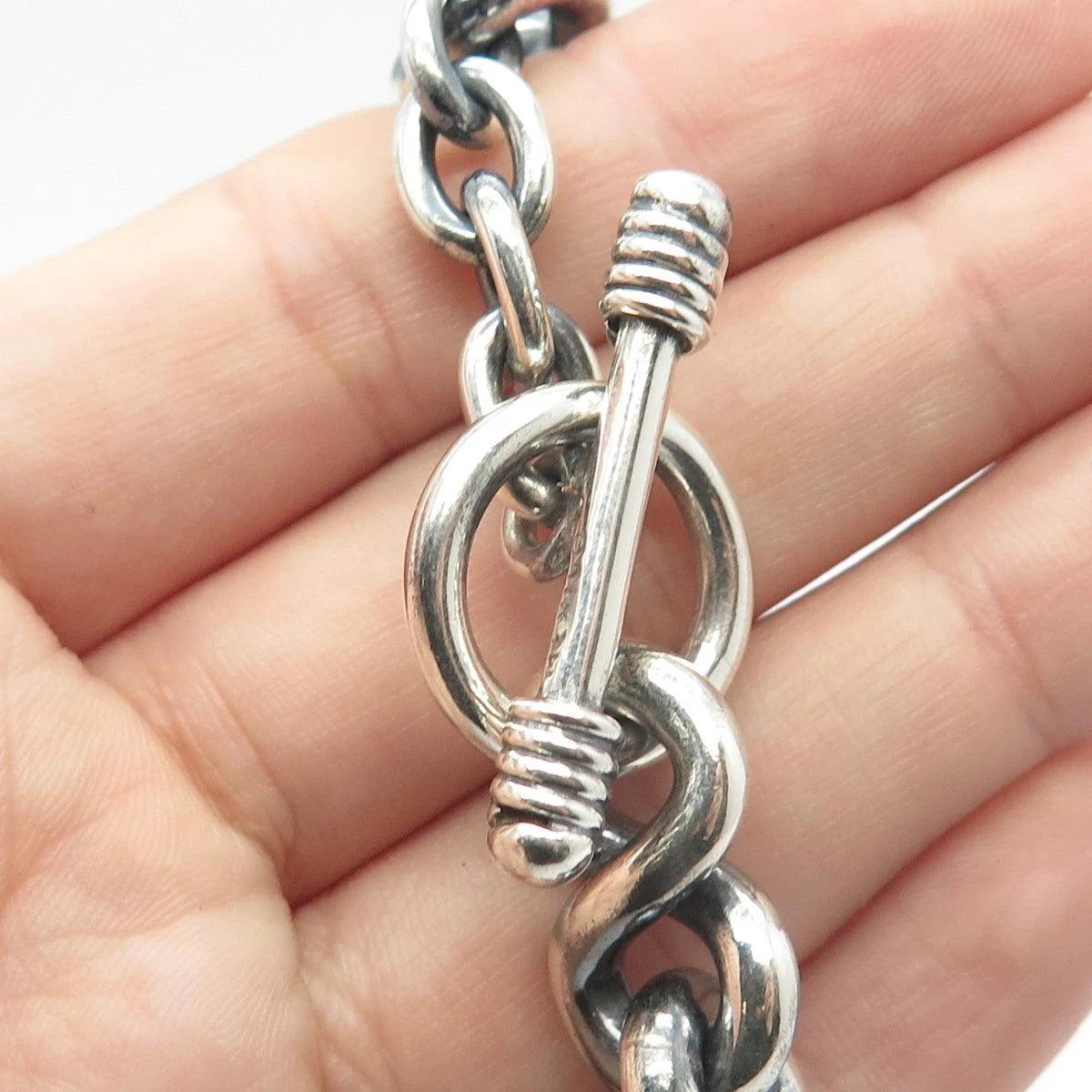925 Sterling Silver Vintage Infinity Link Bracelet 7"