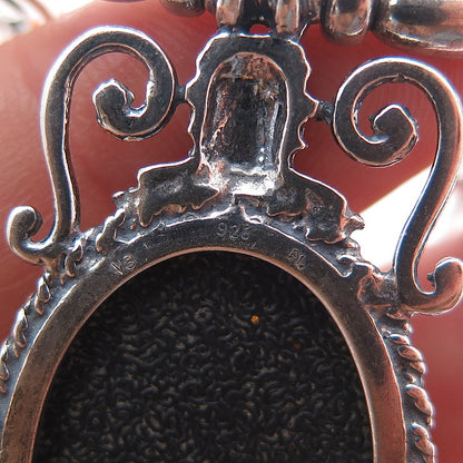 VALERIO V-8 Sterling Silver Vintage Poland Amber Modernist Chain Necklace 16"