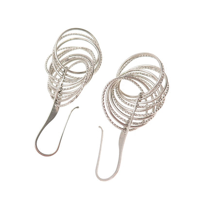 925 Sterling Silver Italy Interlocked Circle Dangle Earrings