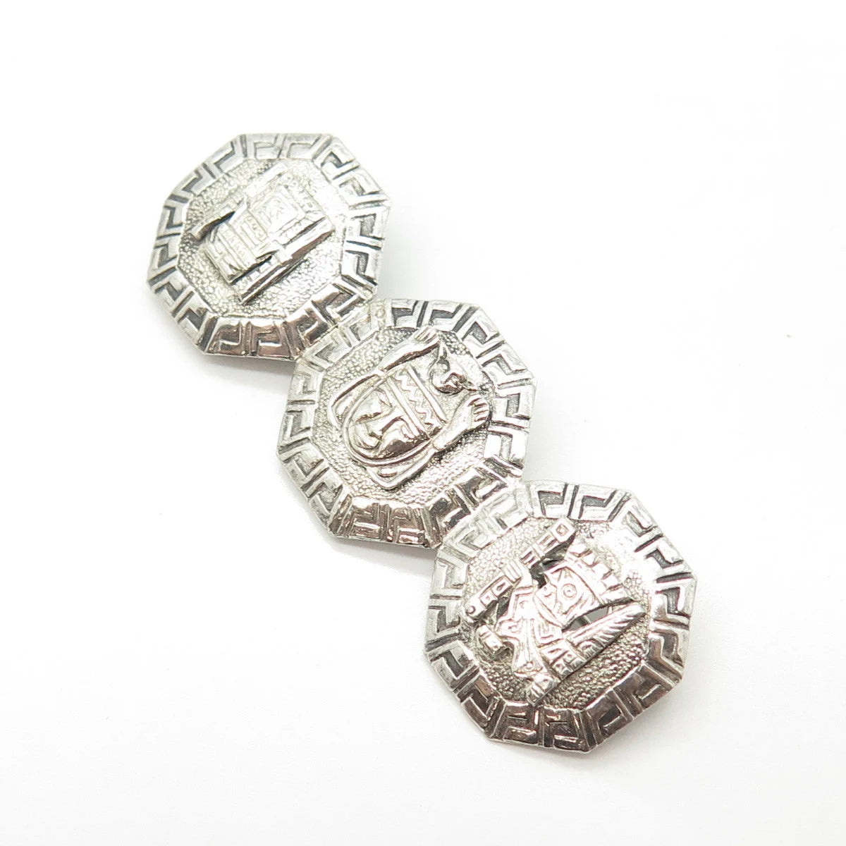 925 Sterling Silver Vintage Egyptian Theme Pin Brooch