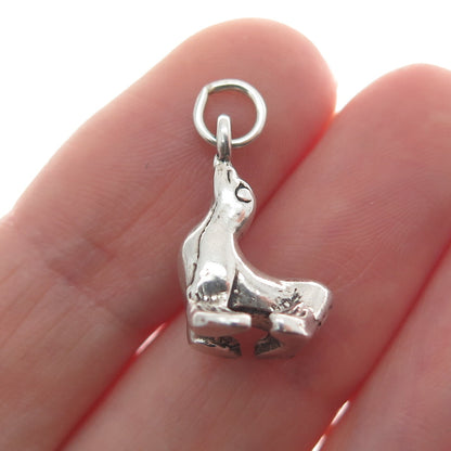 925 Sterling Silver Vintage Sea Lion Minimalist 3D Charm Pendant