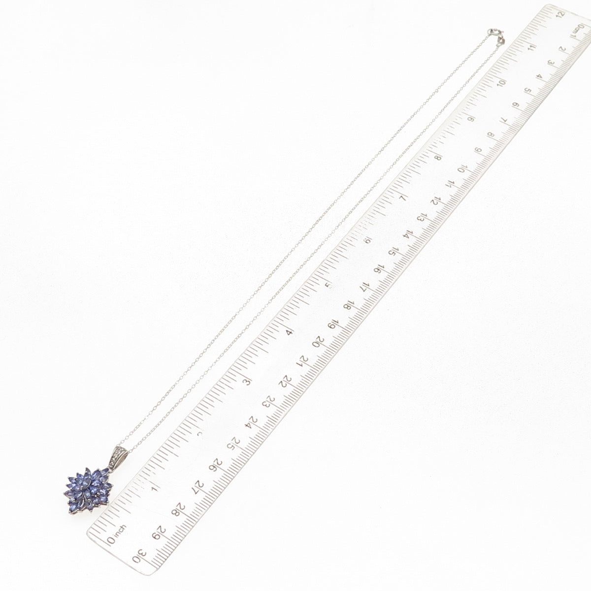 Chuck Clemency 925 Sterling Silver Real Tanzanite White Topaz Chain Necklace 20"