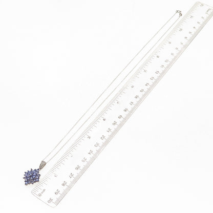 Chuck Clemency 925 Sterling Silver Real Tanzanite White Topaz Chain Necklace 20"