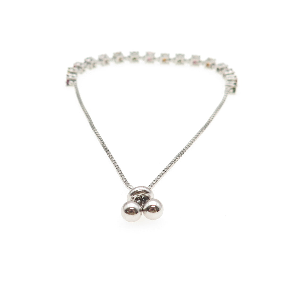 925 Sterling Silver Real Multi-Color Tourmaline Adjustable Bolo Bracelet 6-9.25"