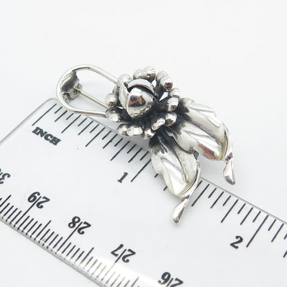925 Sterling Silver Vintage Floral Leaf Pin Brooch