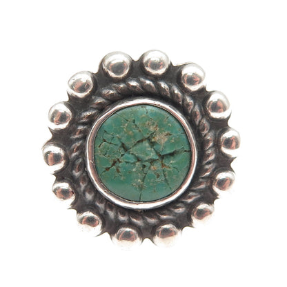 Old Pawn 925 Sterling Silver Vintage Royston Turquoise Sun Beaded Ring Size 4.75