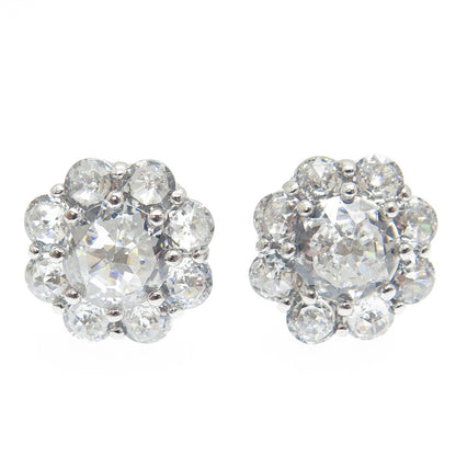 925 Sterling Silver Round-Cut Shaped C Z Stud Earrings