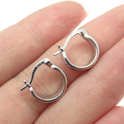 925 Sterling Silver Enamel Flower Hoop Earrings