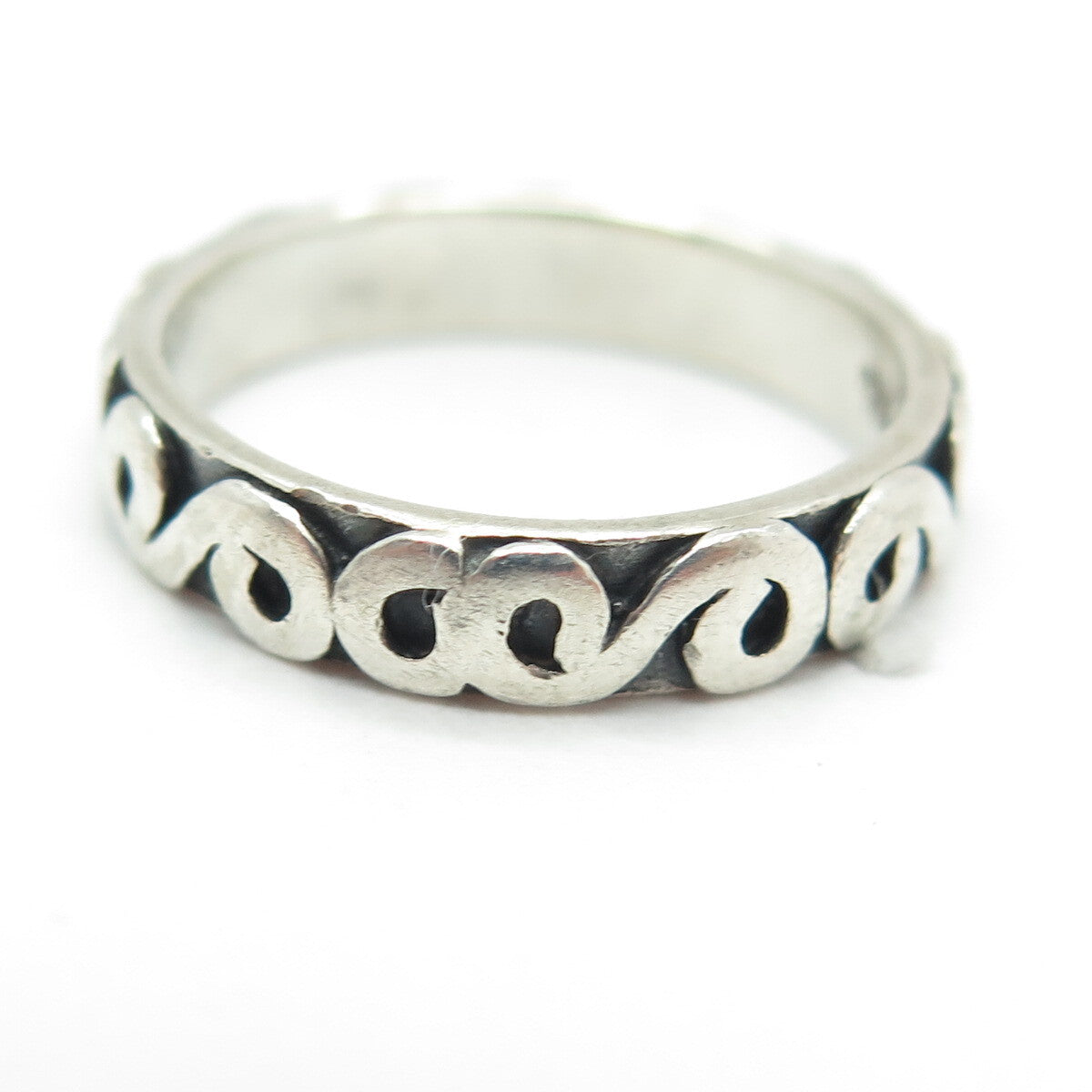 925 Sterling Silver Vintage Spiral All Around Band Ring Size 6.5