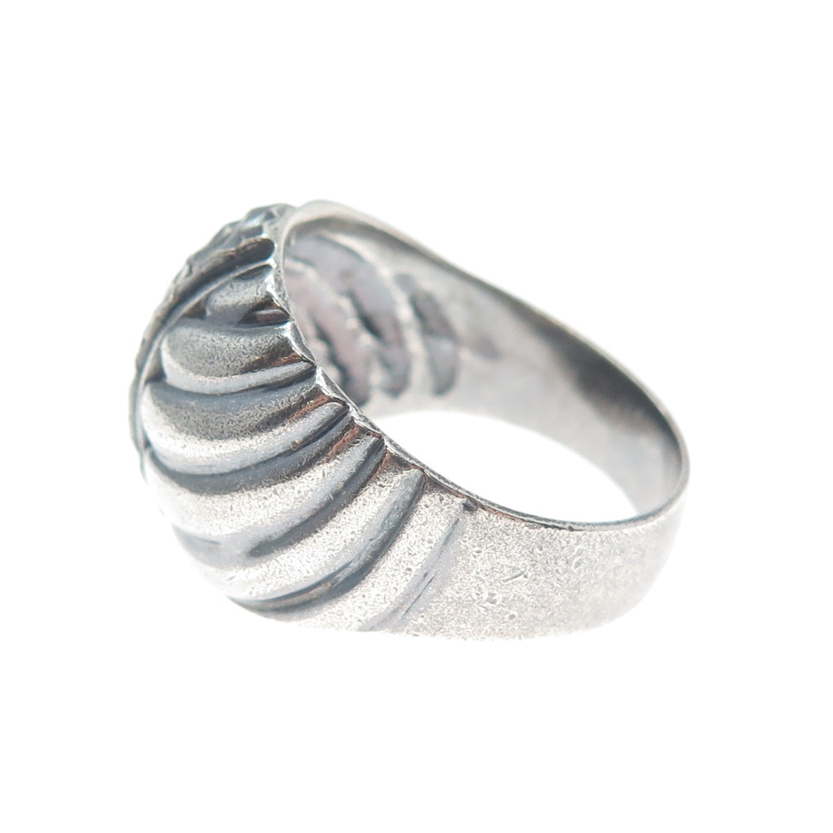 BEVERLY HILLS 925 Sterling Silver Vintage Diamond-Cut Oxidized Ring Size 9.25
