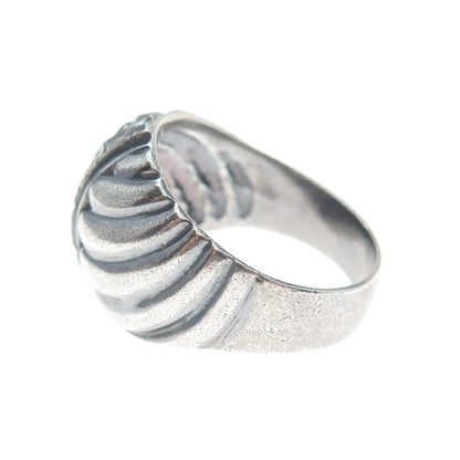 BEVERLY HILLS 925 Sterling Silver Vintage Diamond-Cut Oxidized Ring Size 9.25