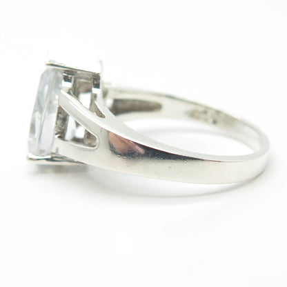 925 Sterling Silver Pear-Cut C Z Ring Size 6.75