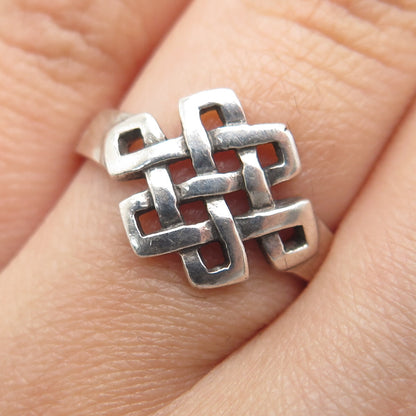 925 Sterling Silver Vintage Celtic Knot Oxidized Ring Size 6
