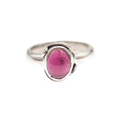 925 Sterling Silver Vintage Real Tourmaline Oxidized Ring Size 6.75