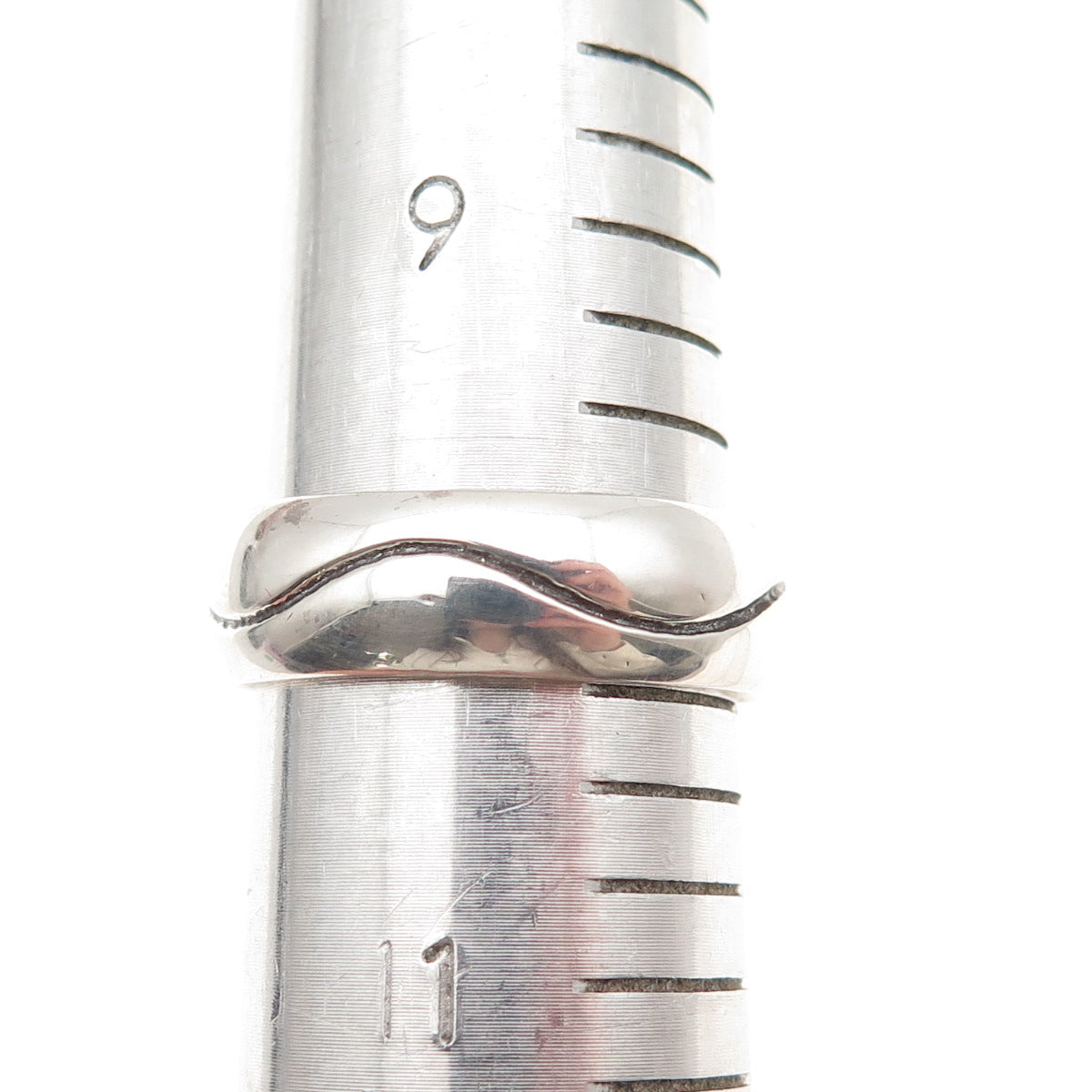 925 Sterling Silver Vintage Wave Oxidized Band Ring Size 10.25