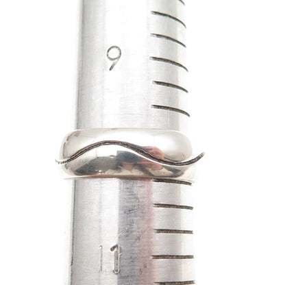 925 Sterling Silver Vintage Wave Oxidized Band Ring Size 10.25