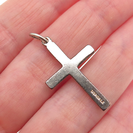 1/20 12K White Gold Filled Antique Art Deco Floral Cross Charm Pendant