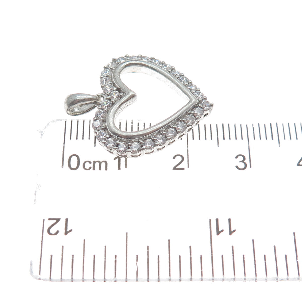 JH YOUNG 925 Sterling Silver Round-Cut C Z Heart Minimalist Charm Pendant