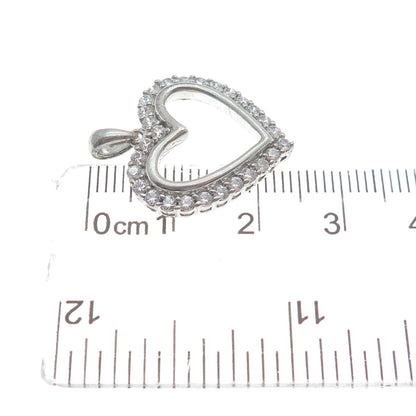 JH YOUNG 925 Sterling Silver Round-Cut C Z Heart Minimalist Charm Pendant