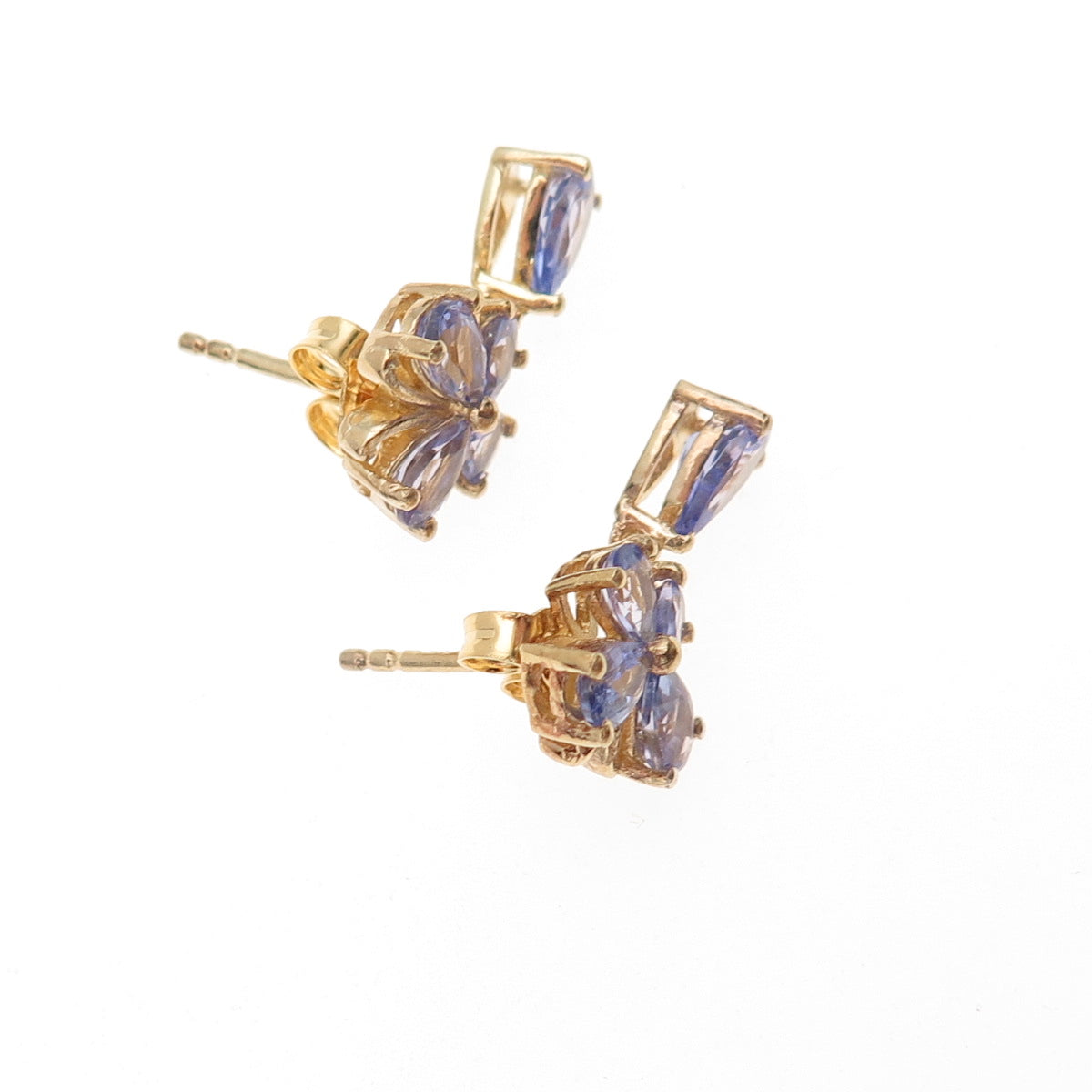 Chuck Clemency 925 Sterling Silver Gold Plated Real Tanzanite Butterfly Earrings