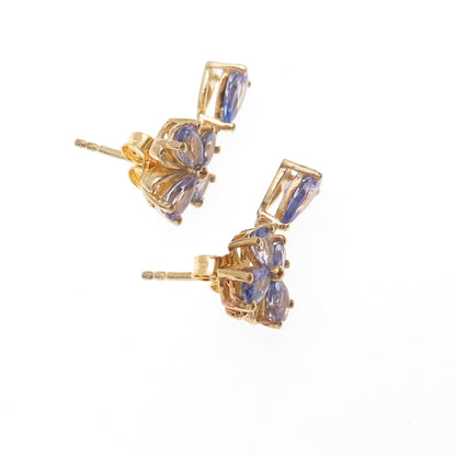 Chuck Clemency 925 Sterling Silver Gold Plated Real Tanzanite Butterfly Earrings