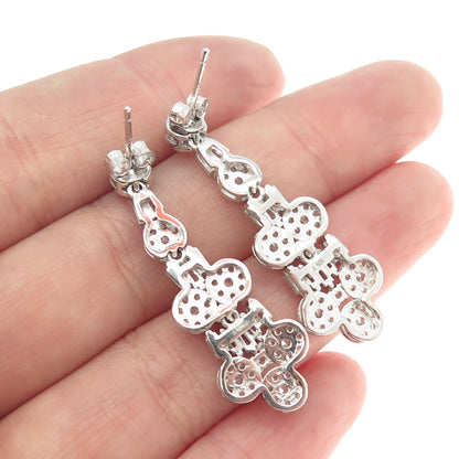 925 Sterling Silver Multi-C Z Dangling Earrings