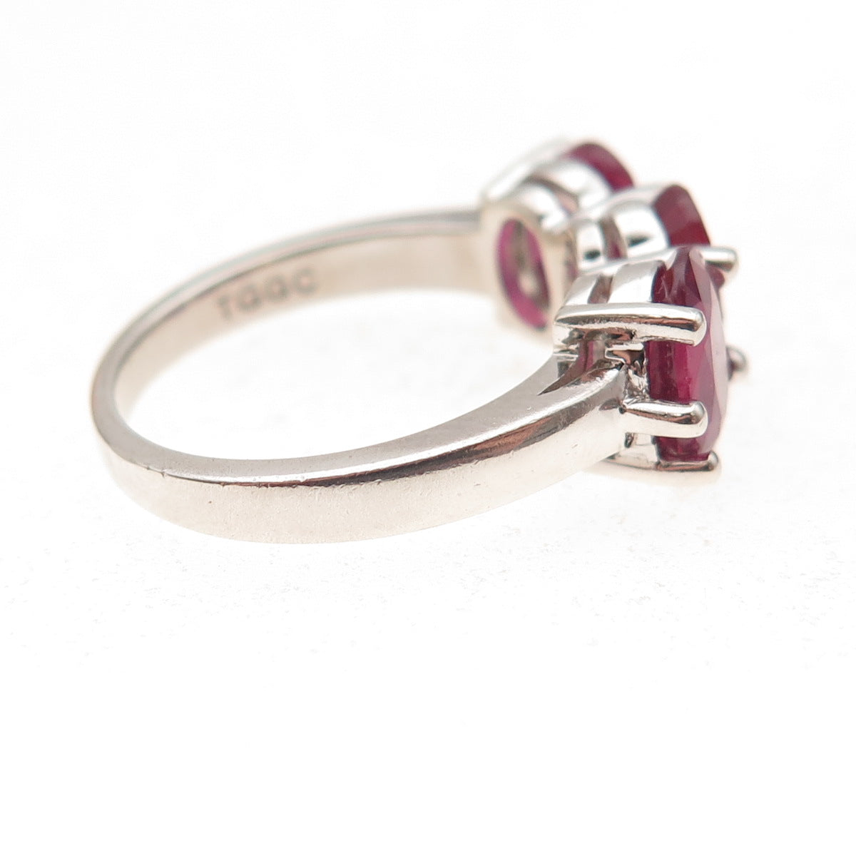 925 Sterling Silver Real Oval-Cut Ruby Ring Size 7