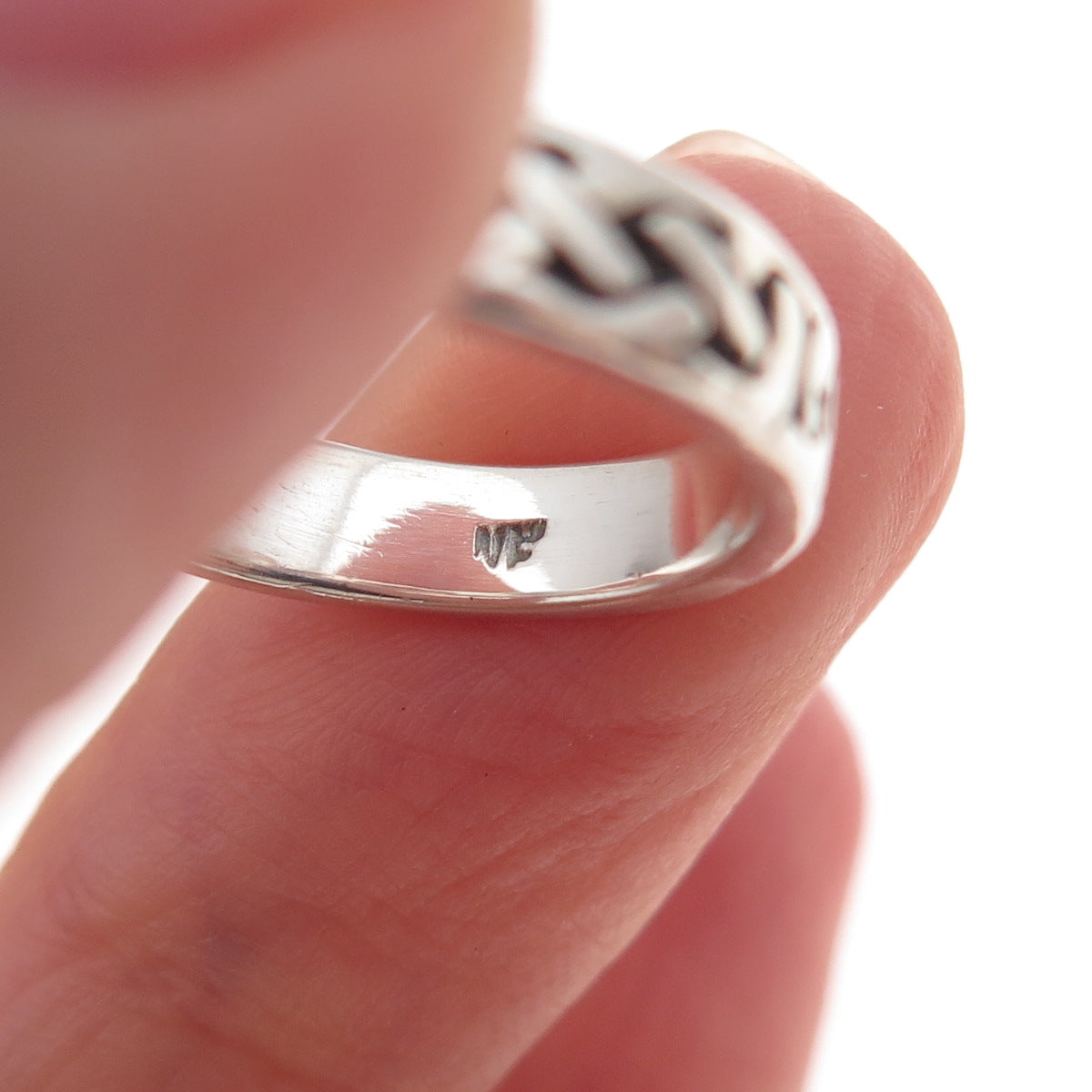 Chapal Zenray 925 Sterling Silver Vintage Celtic Knot Oxidized Band Ring Size 5