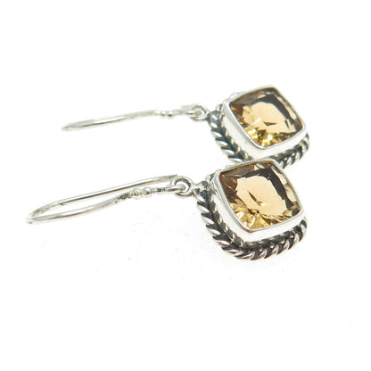 AF DESIGN 925 Sterling Silver Vintage Real Citrine Gemstone Dangle Earrings