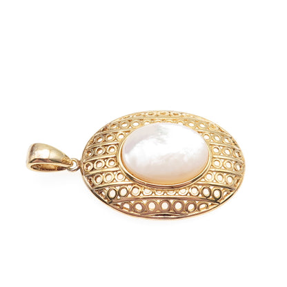 Gioielli Di Valenza 925 Sterling Silver Gold Plated Italy Real MOP Charm Pendant