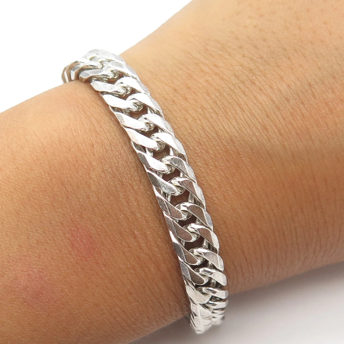 925 Sterling Silver Vintage Sweden Cuban Link Bracelet 8"