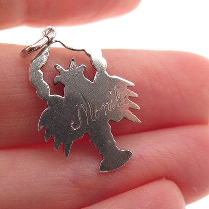 833 Silver Vintage European Cancer Zodiac Engraved Mini Charm Pendant