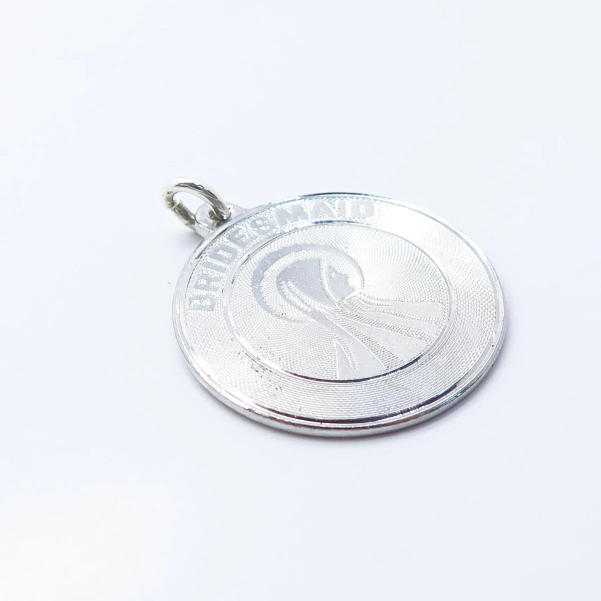 925 Sterling Silver Vintage Creed "Bride & Maid" Religious Round Pendant