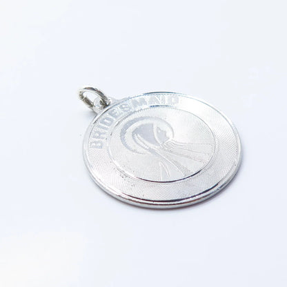 925 Sterling Silver Vintage Creed "Bride & Maid" Religious Round Pendant