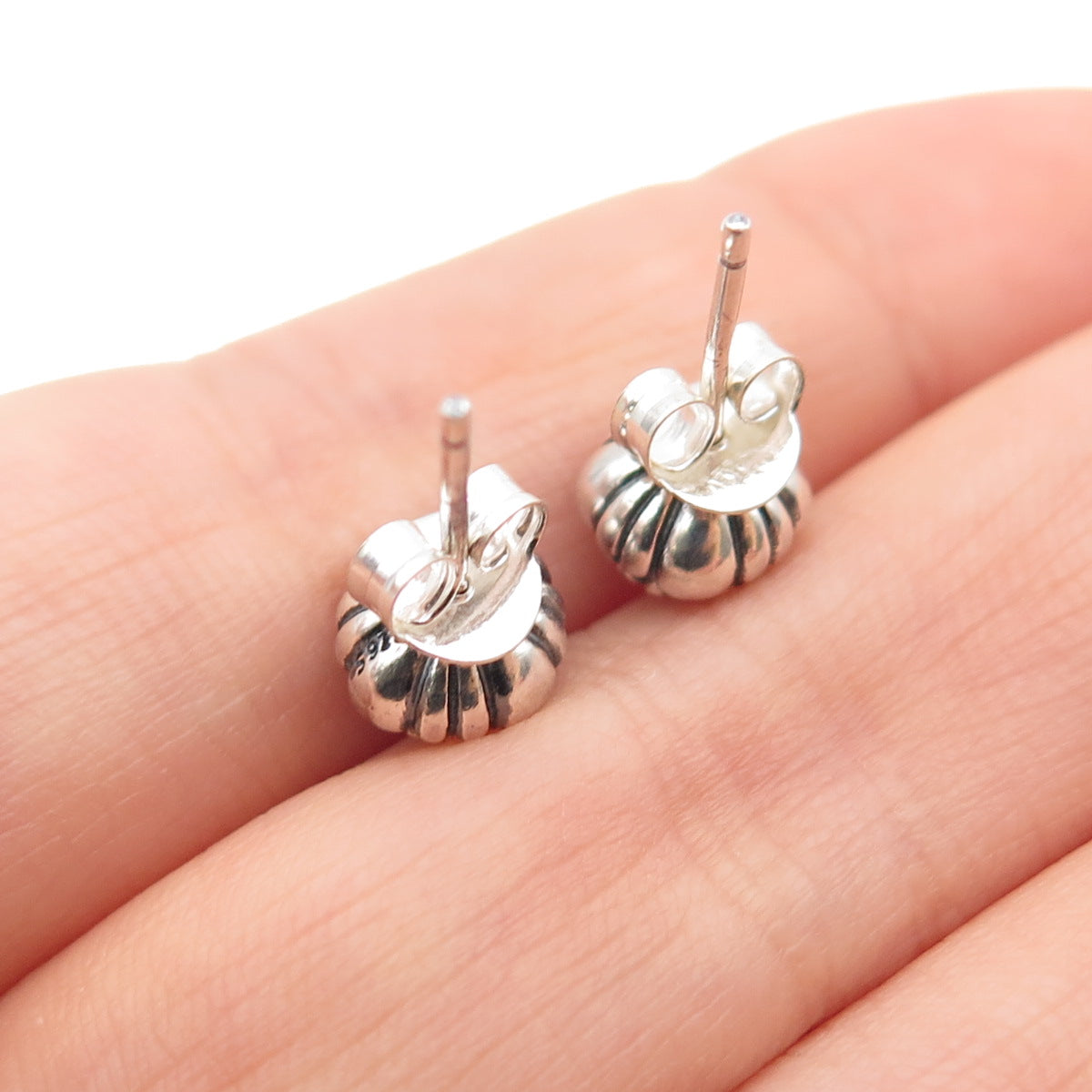 925 Sterling Silver Blue Glass Oxidized Stud Earrings