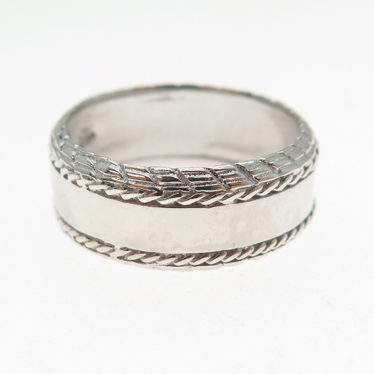 925 Sterling Silver Vintage Roped Band Ring Size 8.25