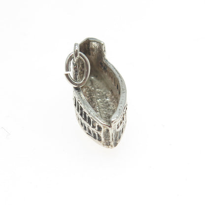 925 Sterling Silver Vintage Colosseum 3D Charm Pendant