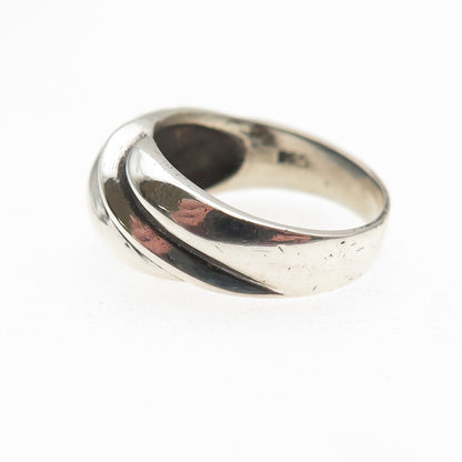 925 Sterling Silver Vintage Modernist Oxidized Ring Size 6
