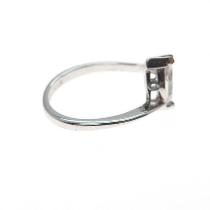 VARGAS 925 Sterling Silver Vintage Marquise-Cut C Z Bypass Ring Size 7.5