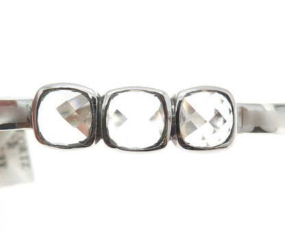 CHARLES GARNIER 925 Sterling Silver Real Clear Quartz Adjustable Bracelet 6.75"