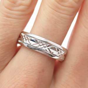 925 Sterling Silver Diamond-Cut Crisscross Band Ring Size 10.25