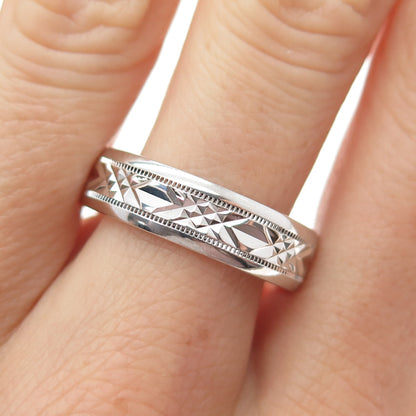 925 Sterling Silver Diamond-Cut Crisscross Band Ring Size 10.25