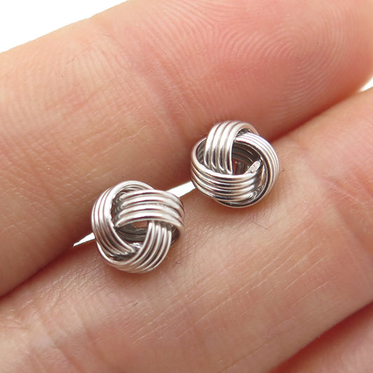 925 Sterling Silver Twisted Knot Stud Earrings