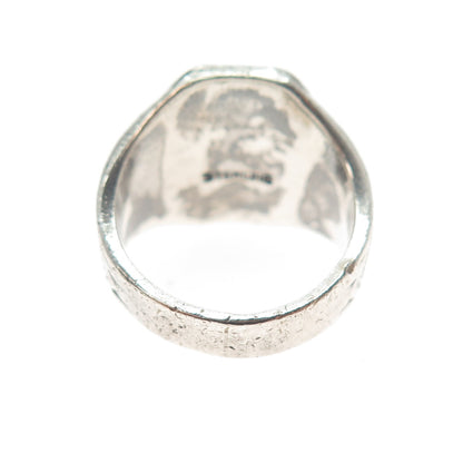 925 Sterling Silver Antique 1948 Enamel St. Louis School Oxidized Ring Size 6