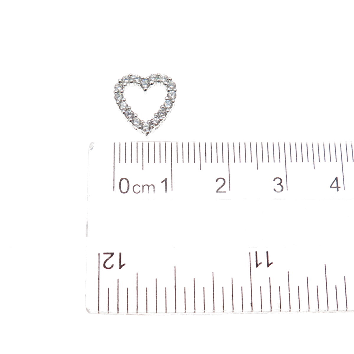 SAI 925 Sterling Silver Round-Cut C Z Heart Mini Slide Charm Pendant