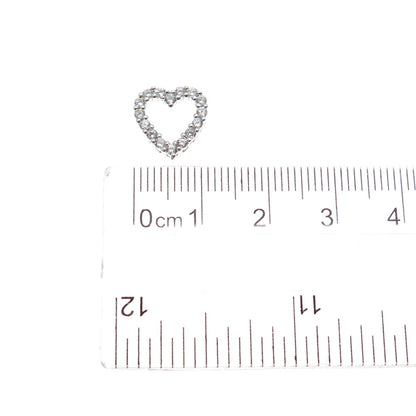SAI 925 Sterling Silver Round-Cut C Z Heart Mini Slide Charm Pendant